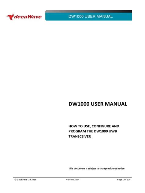 Dw1000 user manual
