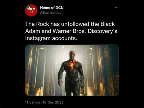 Dwayne "The Rock" Johnson Unfollows Warner Bros. And Black