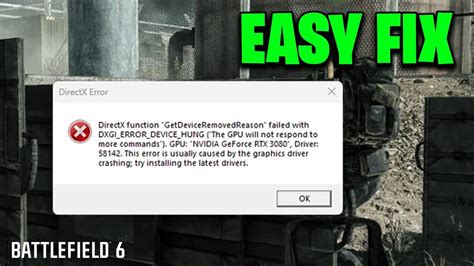 Dxgi error device hung battlefield 6.  Anyway, have found some fixes for the DXG...