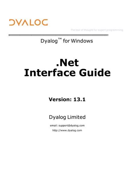 Dyalog Version 12.0 .Net Interface Guide