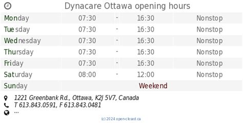 Dynacare Ottawa opening hours, 1221 Greenbank Rd.