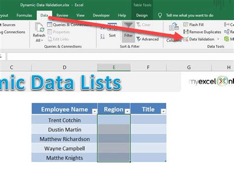 Dynamic Data List using Excel Tables M…