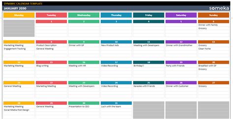 Dynamic Monthly Calendar Google Sheets Example Calendar Printable