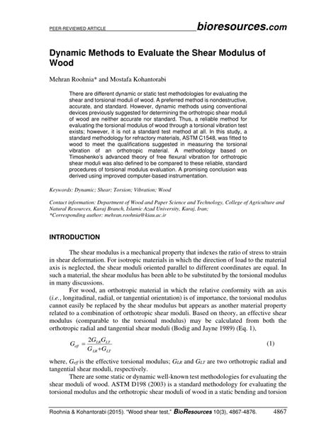 Dynamic methods to evaluate the shear modulus of wood