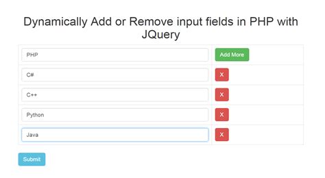 Dynamically Add/Remove input fields in PHP with Jquery and PDO