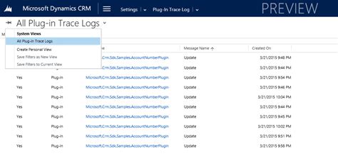 Dynamics CRM 2015 Spring Update 1: Plug-In Trace Log