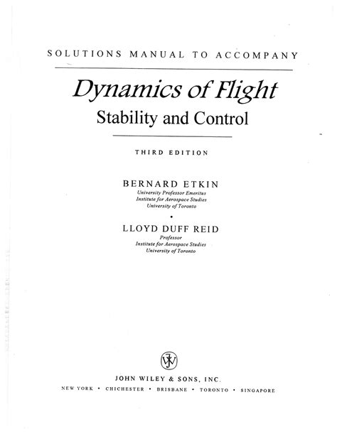 Dynamics of flight stability and control solution manual. - El libro de los pequeños placeres.