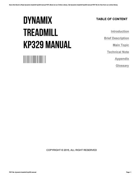 Dynamix treadmill kp329 manual by e4563 - Issuu