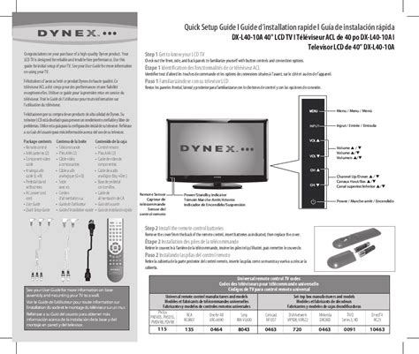 Dynex television manual. TV and television manuals and free pdf instructions. Find the user manual you need for your TV and more at ManualsOnline. ... Dynex DX-40L261A12 Flat Panel Television User Manual. Open as PDF. of 42 Dynex 40" LCD TV. DX-40L261A12. USER GUIDE. DX-40L261A12_11-0396_MAN.book Page 0 Wednesday, June 15, 2011 11:34 AM. next . Problems & Solutions. 