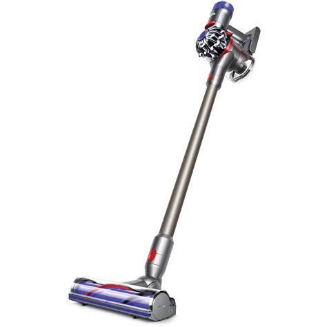 Dyson v8 stick vacuum. Dyson V8 vacuum. Powerful, versatile and low noise. With de-tangling technology engineered for pets. Up to 40 minutes of fade-free suction power¹. Two power modes for the right power where you need it. Fully sealed filtration traps 99.99% of microscopic particles as small as 0.3 microns². See it in action. Gallery. 