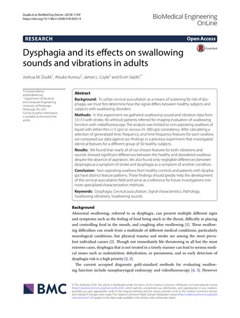 Dysphagia and its effects on swallowing sounds and vibrations in …