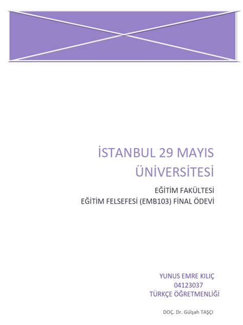 Eğitim Felsefesi Final-2024 PDF Scribd.