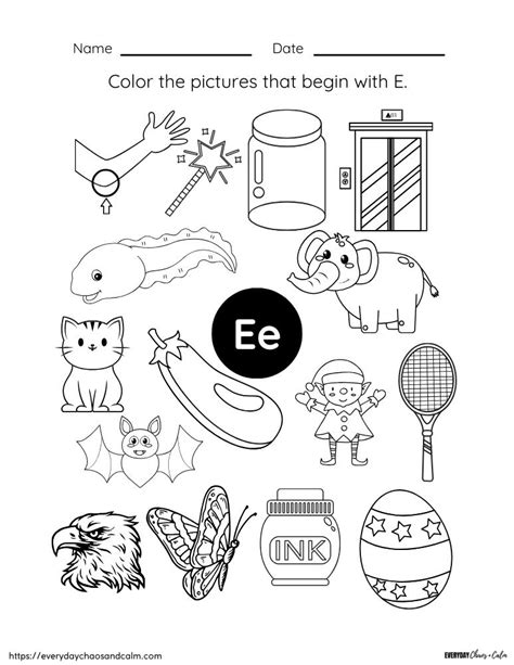 E Coloring Shee