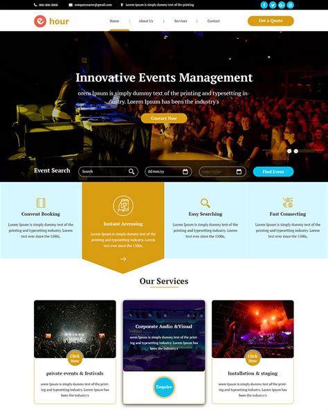 E Hour Event Management PSD Template TemplateMonster Event