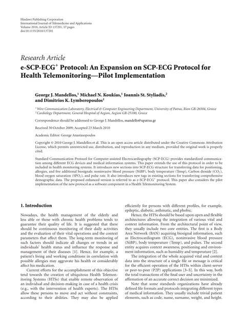 E Scp Protocol An Expansion On Scp Ecg Protocol For Health Telemonitoring Pilot Implementation