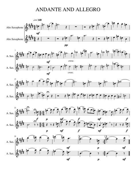 E flat alto saxophone solos with piano andante and allegro. - Seleccionar lecturas clave de respuesta intermedia.