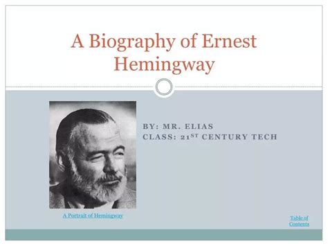 E hemingway biography powerpoint presentation