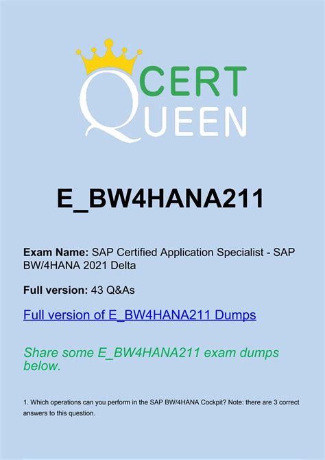 E-BW4HANA211 Demotesten
