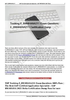 E-BW4HANA211 Prüfungsübungen