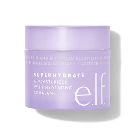 E.l.f superhydrate moisturizer. This thirst-quenching gel formula delivers mega hydration while improving skin’s elasticity and moisture balance. It quickly seeps into the skin for a complexion that looks and feels smoother, softer, and plumped up. Use morning and night to reap ingredient benefits 24/7. All e.l.f. products are free from phthalates, parabens, nonylphenol ... 