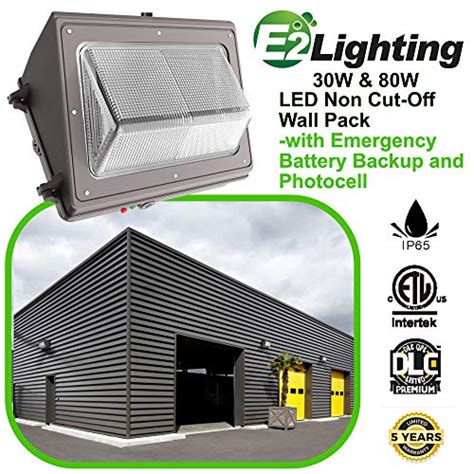 E2 Lighting Non Cut Off LED Wall Pack 80 watts with Emergency …