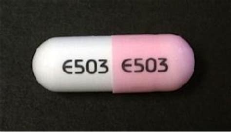 Pill Identifier results for "503". Search by imprint, shape, color or drug name. Skip to main content. ... E503 E503. Previous Next. Ursodiol Strength 300 mg Imprint E503 E503 Color Pink & White Shape Capsule/Oblong View details. 1 / 4. 503 2MG. Previous Next. Intuniv Strength 2 mg Imprint 503 2MG Color. 