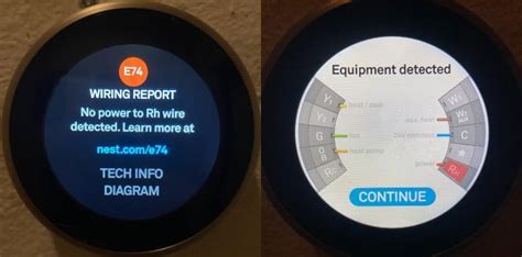 The equipment screen is showing no power to "Rh" and code e74. The plumbers had failed to connect the primary condensation drain under the sink (capped), so the unit was draining from the secondary drain until about 3-4 weeks ago, when I caught the issue. ... Wiring recommendation needed for Nest Thermostat E.