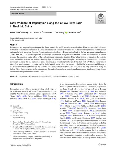 Early evidence of trepanation along the Yellow River Basin ... - Springer - wintechmobiles.com