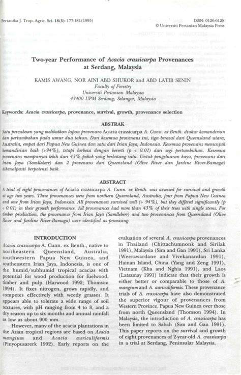 EARLY PERFORMANCE OF 12 ACACIA CRASSICARPA PROVENANCES ON AN IMPERATA ... - raincitystudios.com