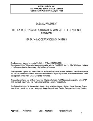 EASA Supplement to FAA 14 CFR Part 145 Issue 20.