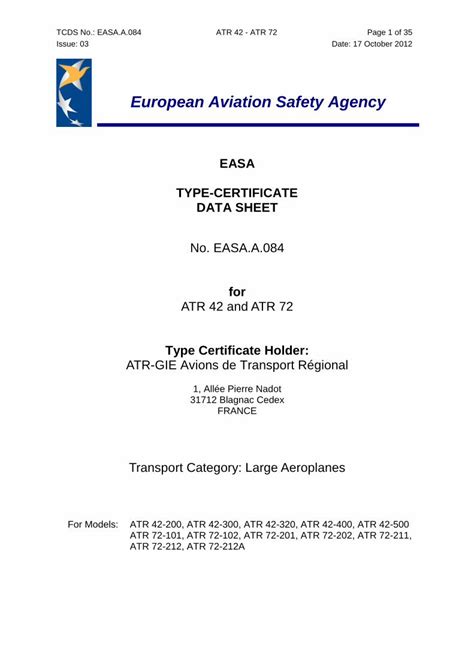 EASA.A.084 - ATR 42/ATR 72 EASA