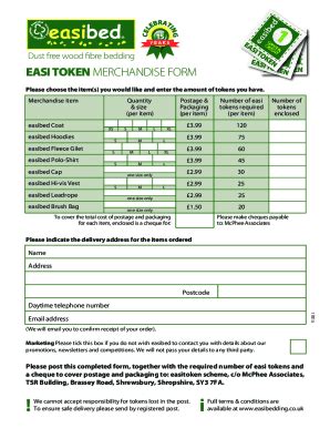 EASI TOKEN MERCHANDISE FORM