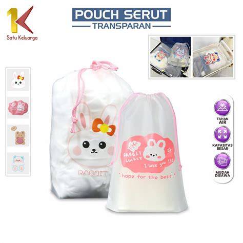 EC Travel Pouch Serut Transparan Motif Bear Tas Serut Tempat ... - raincitystudios.com
