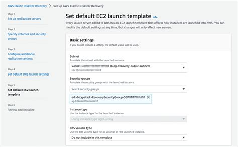 EC2 Launch Template AWS Elastic Disaster Recovery