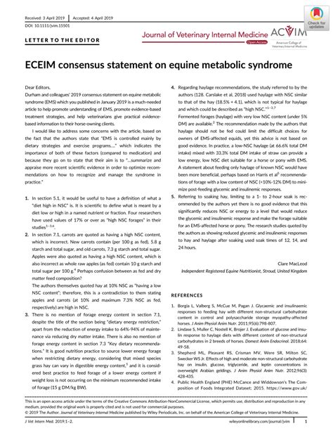 ECEIM consensus statement on equine metabolic syndrome