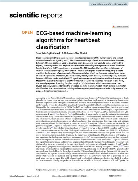 ECG-based machine-learning algorithms for heartbeat classification ... - coolestguyplanet.net