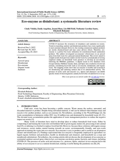 Eco-Enzyme Disinfectant: Systematic Review - raincitystudios.com