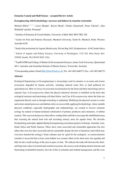 Ecoengineering with Ecohydrology: Successes and failures in estuarine ... - raincitystudios.com
