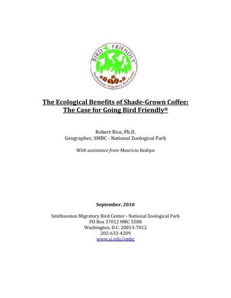Ecological Benefits of Shade-grown Coffee - Smithsonian's National Zoo - raincitystudios.com