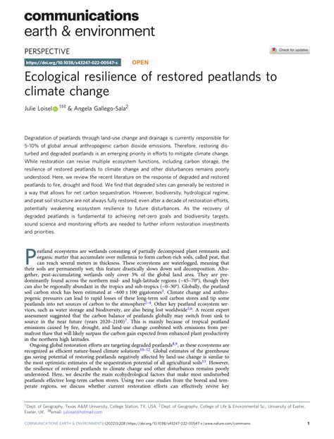 Ecological resilience of restored peatlands to climate change - muktibox.com