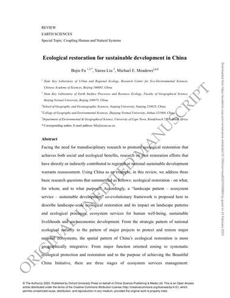 Ecological restoration for sustainable development in China - raincitystudios.com