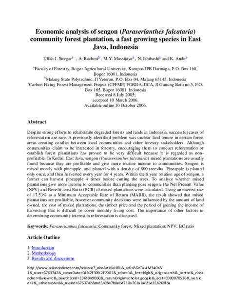 Economic analysis of sengon (Paraserianthes falcataria) community ... - raincitystudios.com