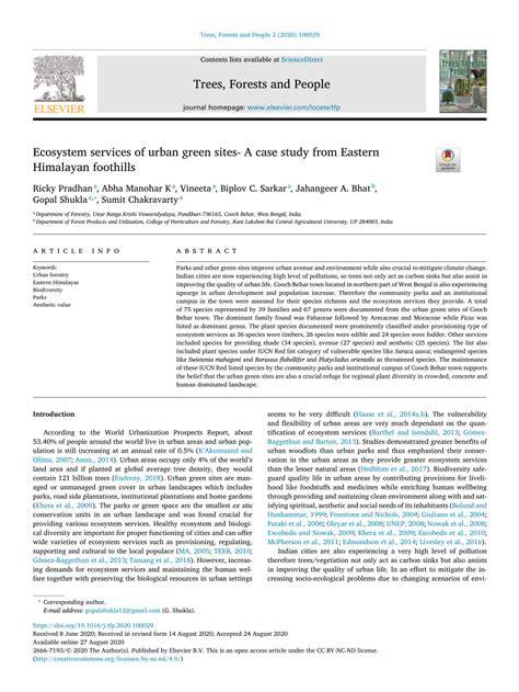 Ecosystem services of urban green sites- A case study from Eastern ... - raincitystudios.com