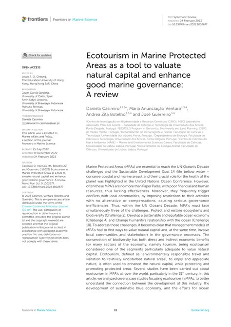 Ecotourism in marine protected areas: Development, impacts and ... - raincitystudios.com