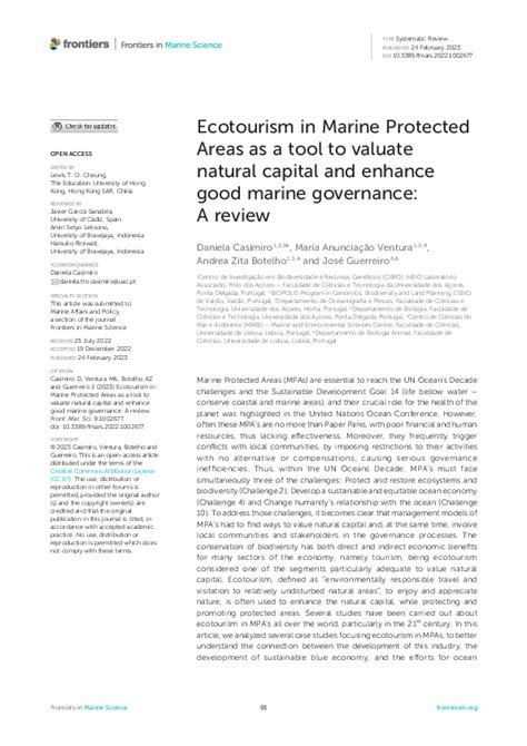 Ecotourism in Marine Protected Areas as a tool to valuate natural ... - raincitystudios.com