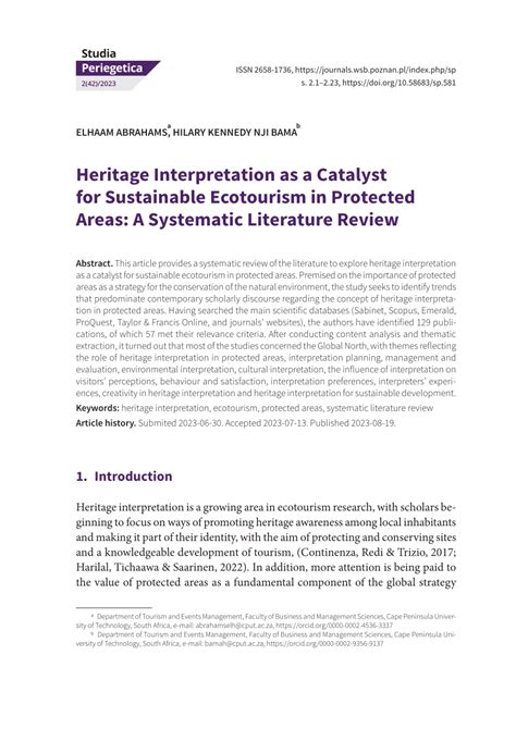 Ecotourism in Protected Areas, A Literature Review. - raincitystudios.com