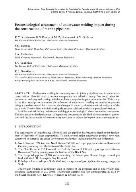 Ecotoxicological assessment of underwater welding impact during - raincitystudios.com