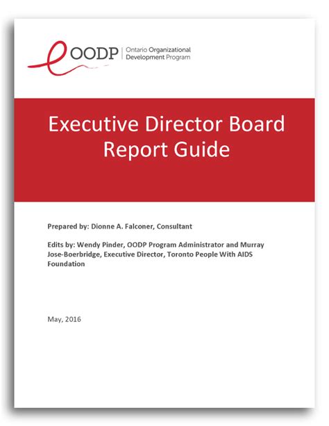 ED Board Report Guide The Ontario Organizational Development Program