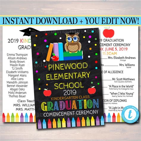 EDITABLE Graduation Ceremony Program Template ANY GRADE Etsy