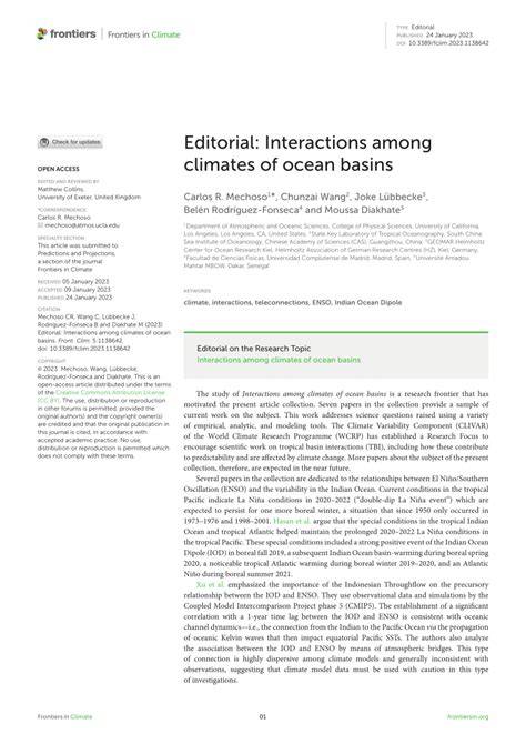 Editorial: Interactions among climates of ocean basins - raincitystudios.com